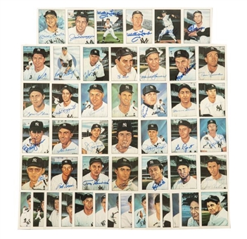 1983 TCMA New York Yankees Signed Cards (34) with DiMaggio, Mantle and Catfish Hunter 